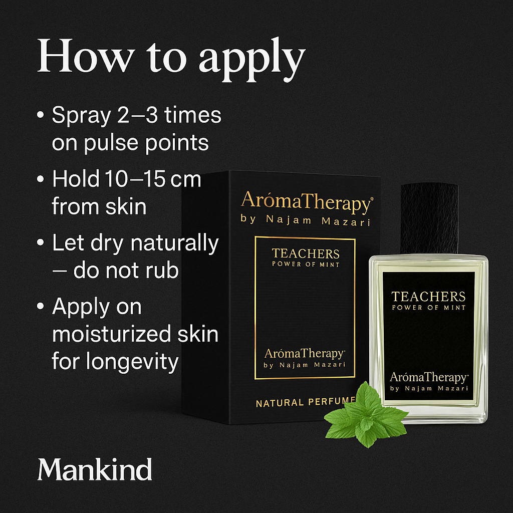 Mankind Teacher perfume bottle with application tips