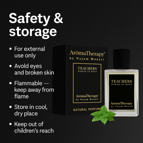 Mankind Teacher perfume bottle with safety icons