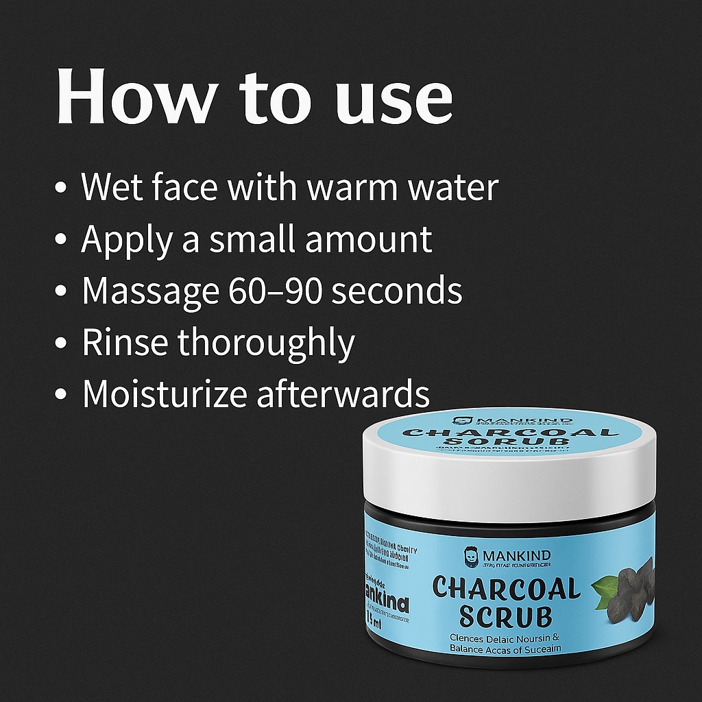 Mankind Charcoal Scrub usage steps