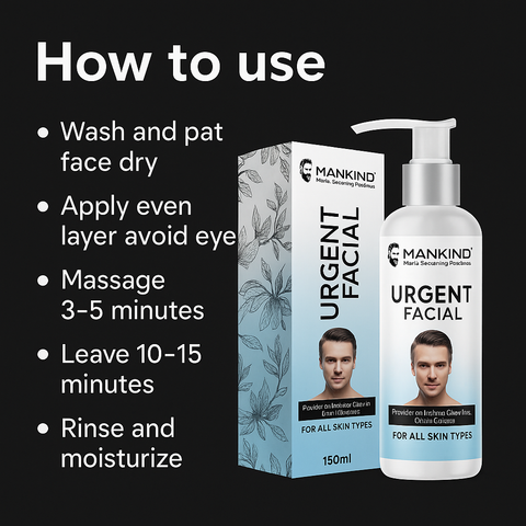 Mankind Urgent Facial usage steps