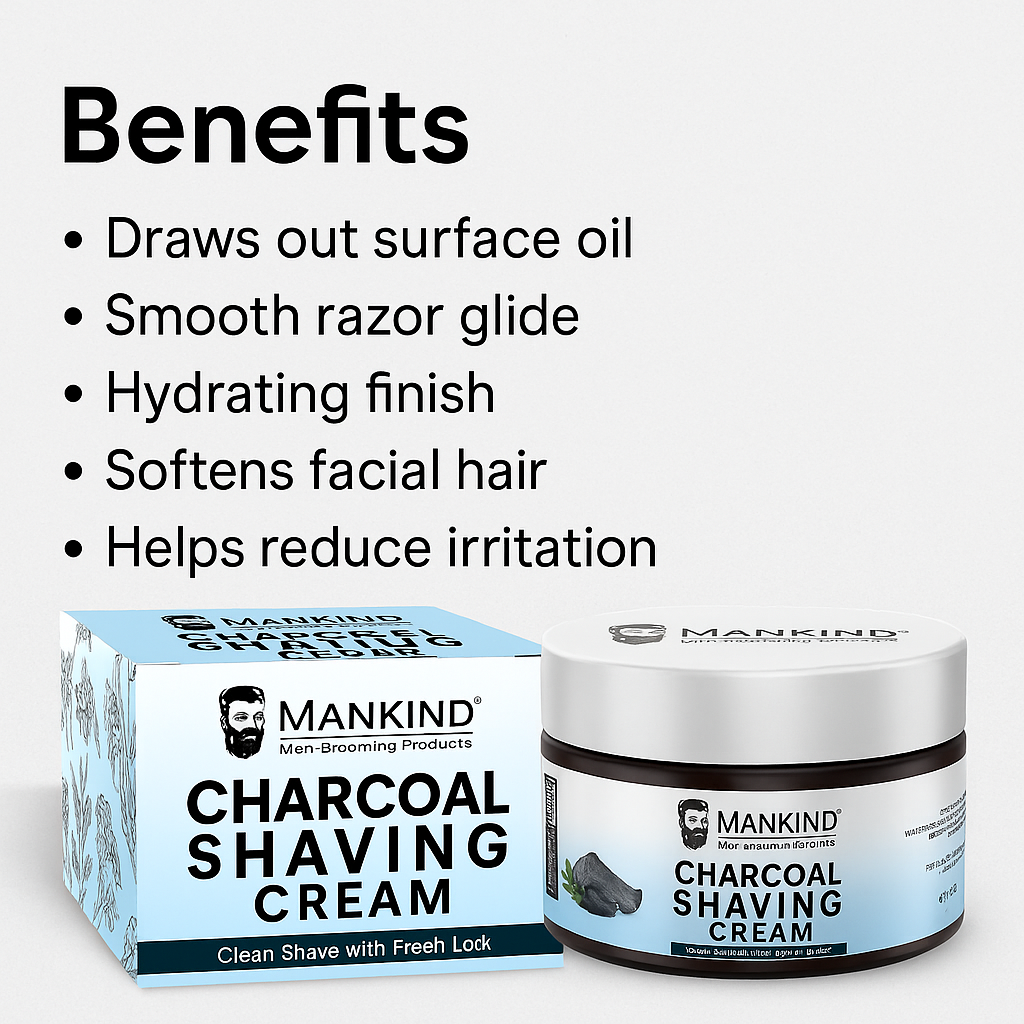 Mankind charcoal shaving cream key benefits