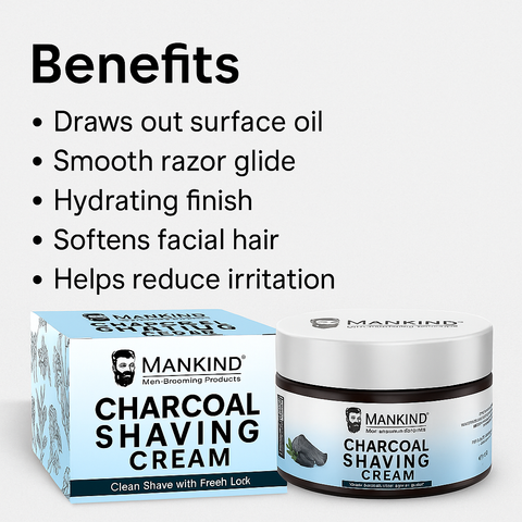 Mankind charcoal shaving cream key benefits