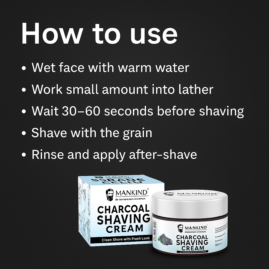 Mankind charcoal shaving cream how to use steps
