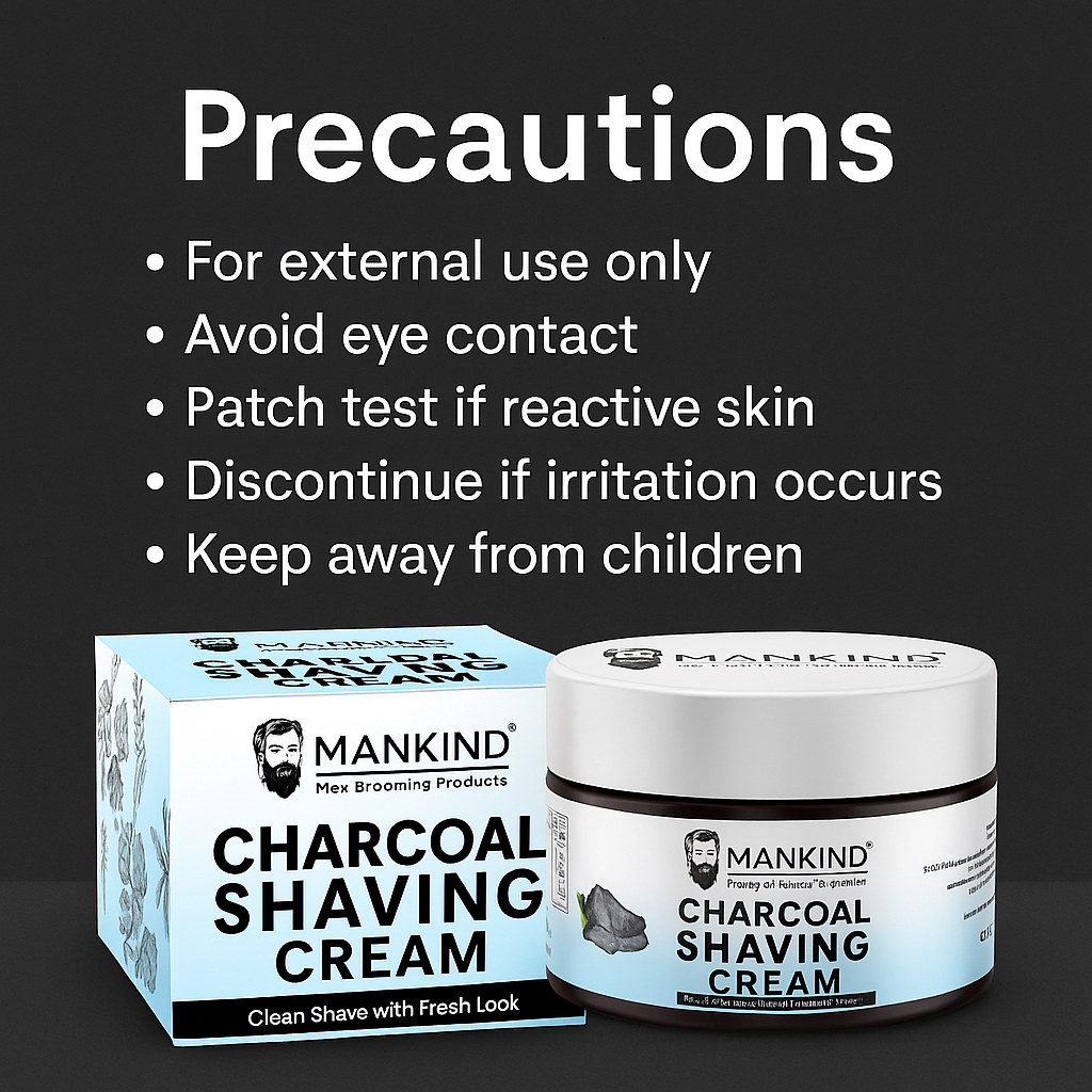 Mankind charcoal shaving cream precautions
