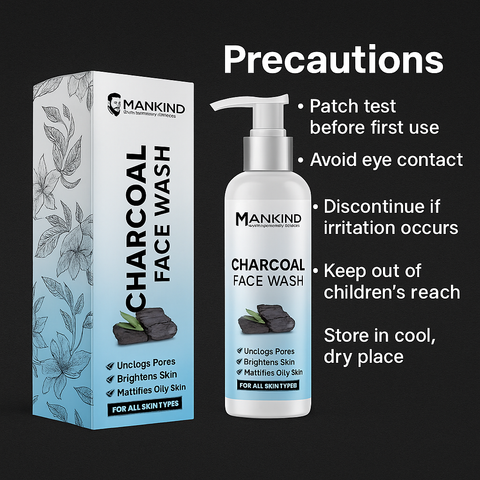 Safety and storage precautions — Mankind Charcoal Face Wash