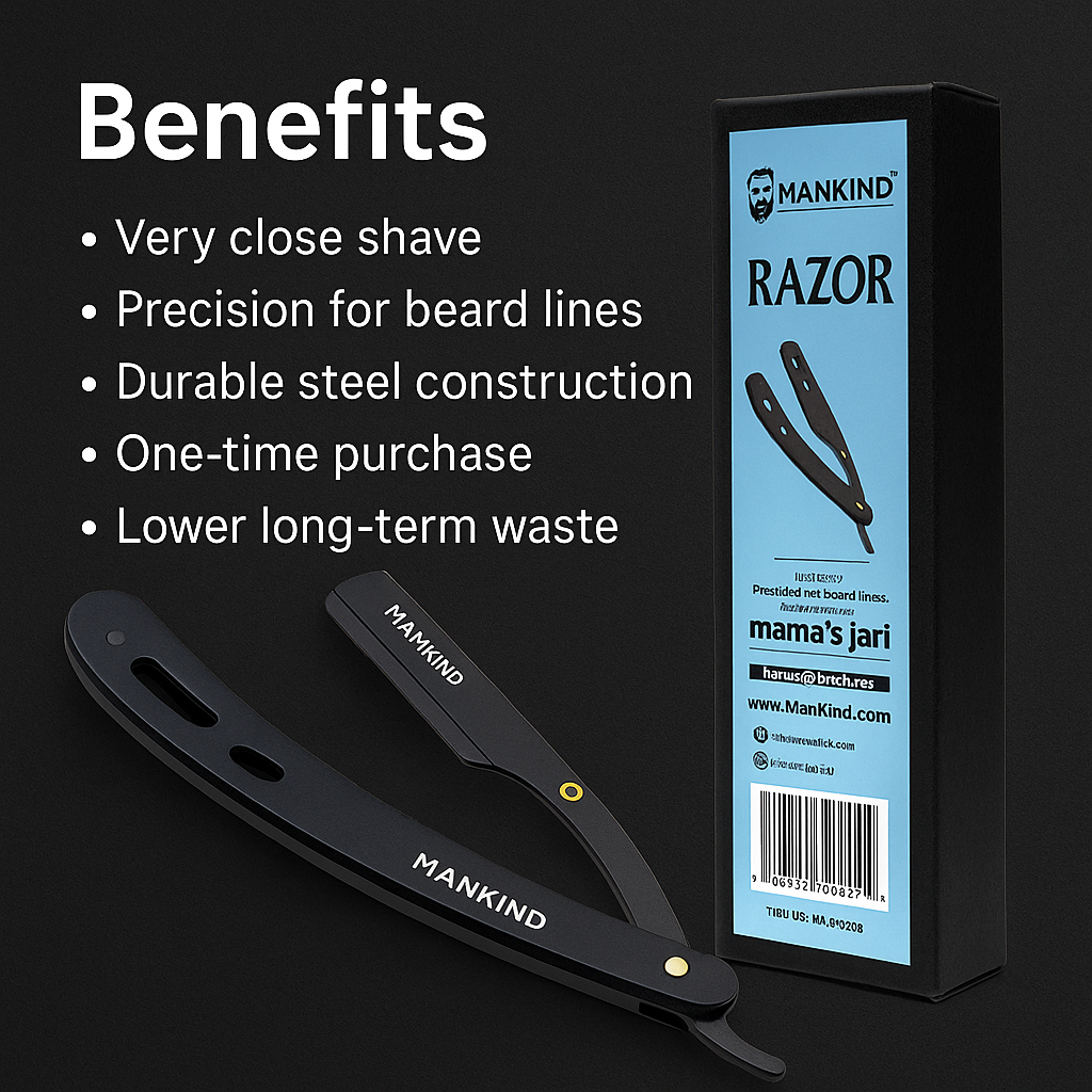 Mankind straight razor highlighting benefits