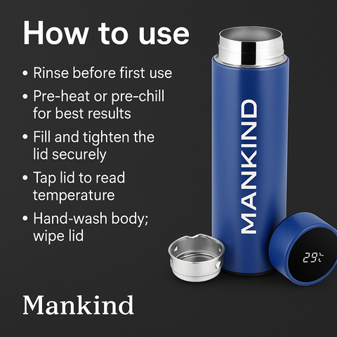 Mankind digital water bottle how to use steps
