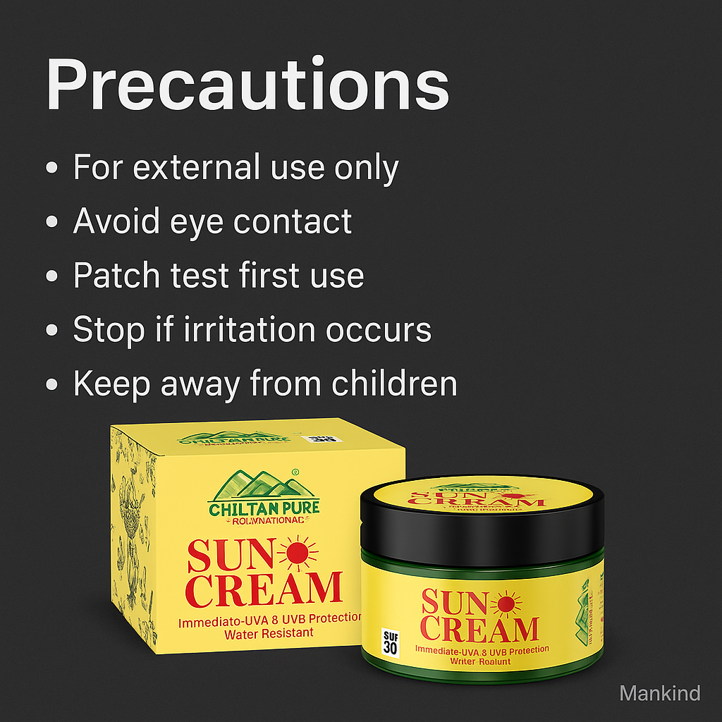 Safety and storage precautions for Mankind SunBlock Cream