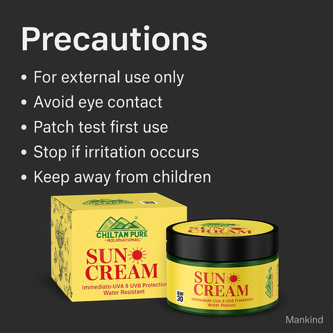 Safety and storage precautions for Mankind SunBlock Cream