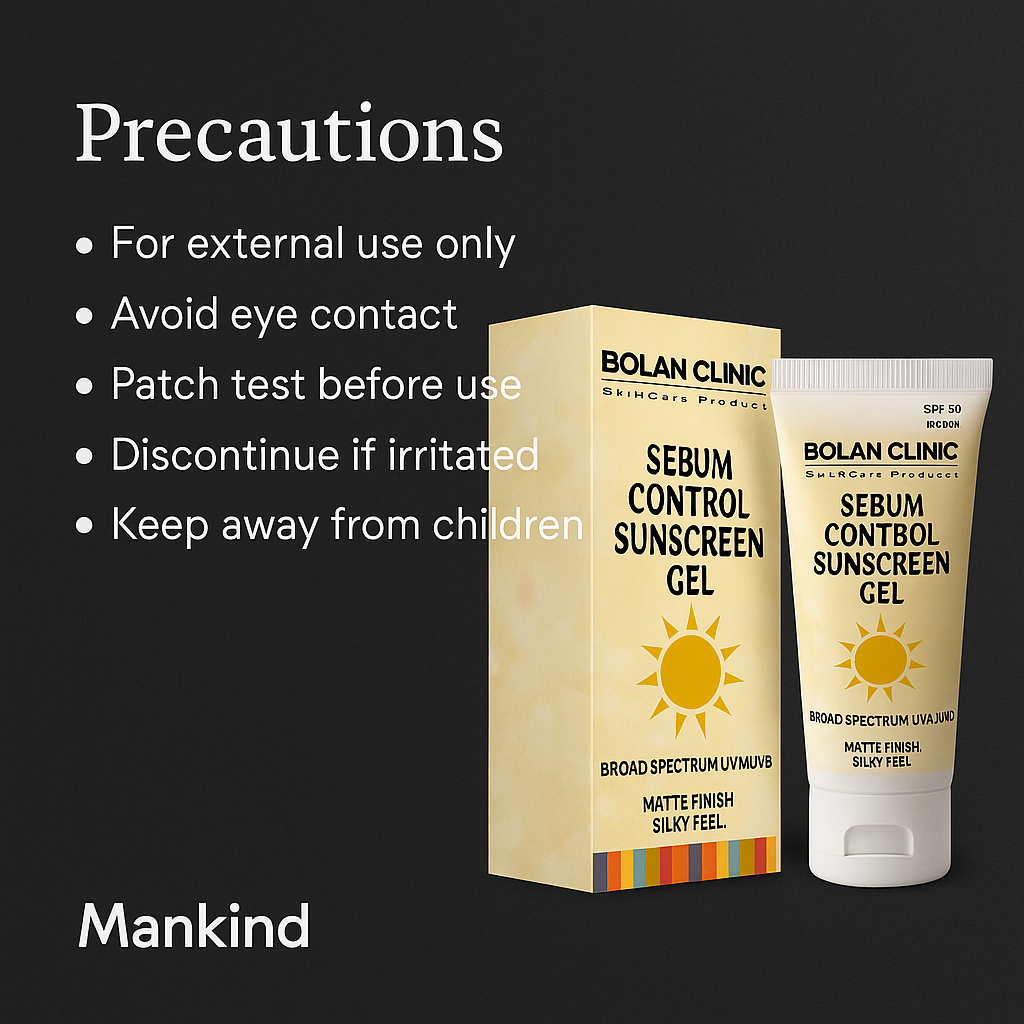 Mankind sebum control sunscreen gel precautions