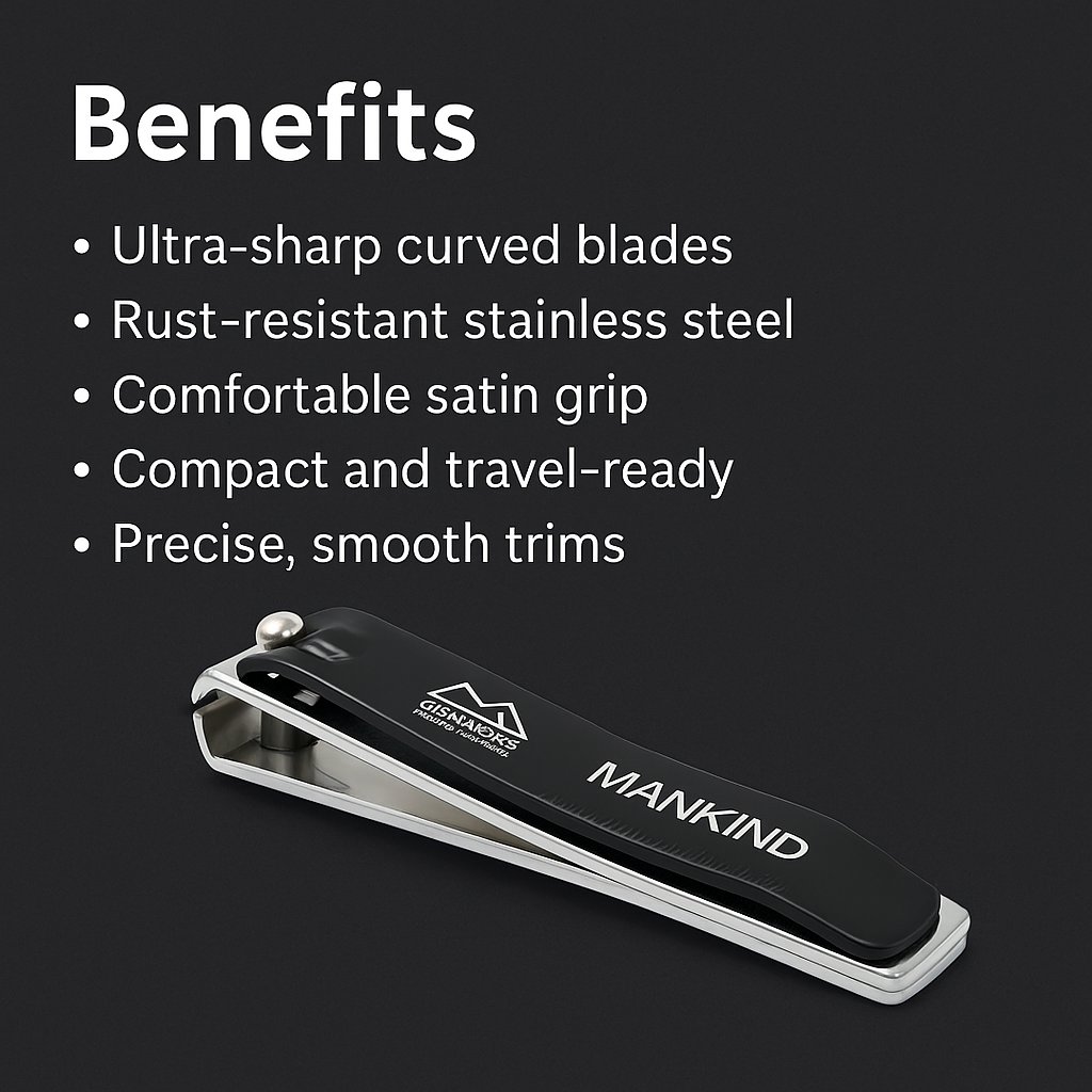 Mankind nail clipper showing key benefits