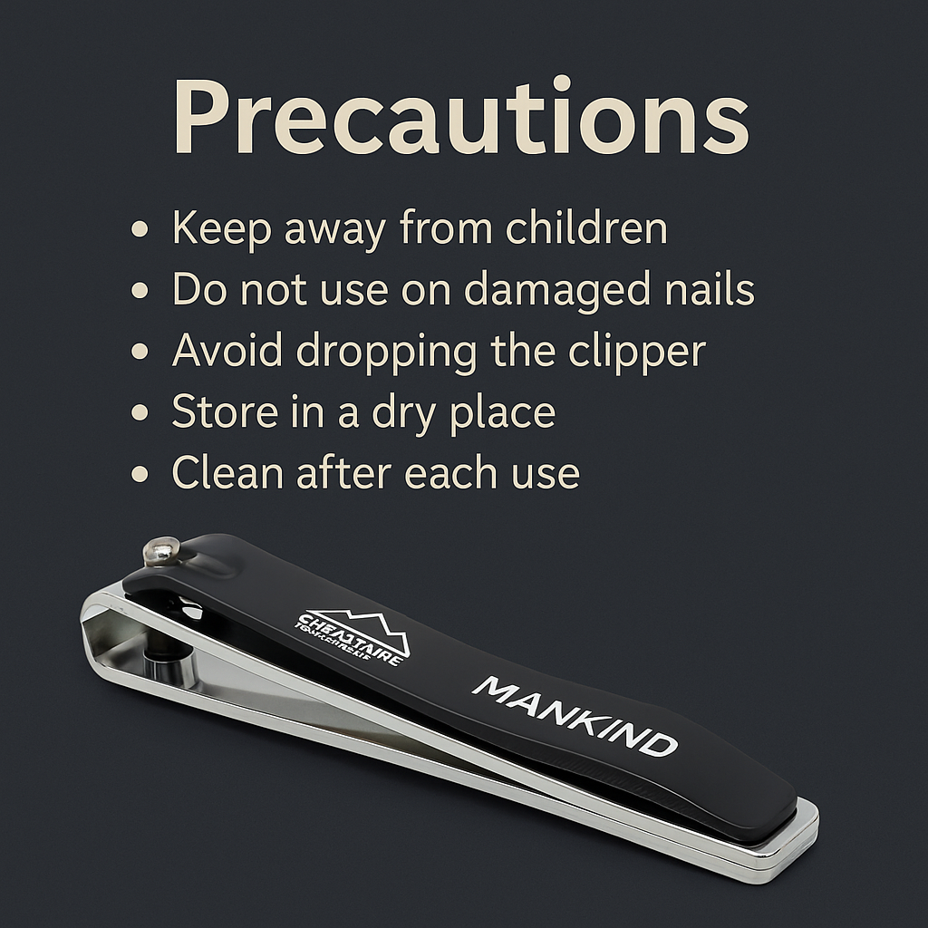 Mankind nail clipper with safety precautions