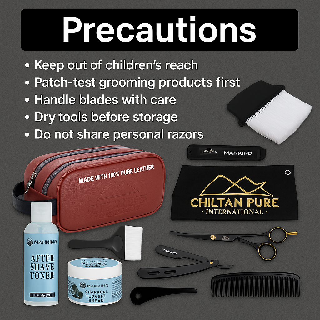 Safety precautions for using the Mankind barber kit tools