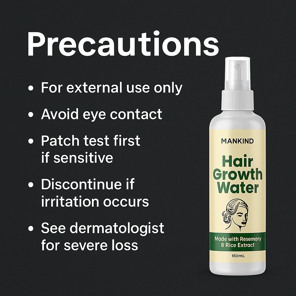 Mankind Hair Growth Water safety precautions