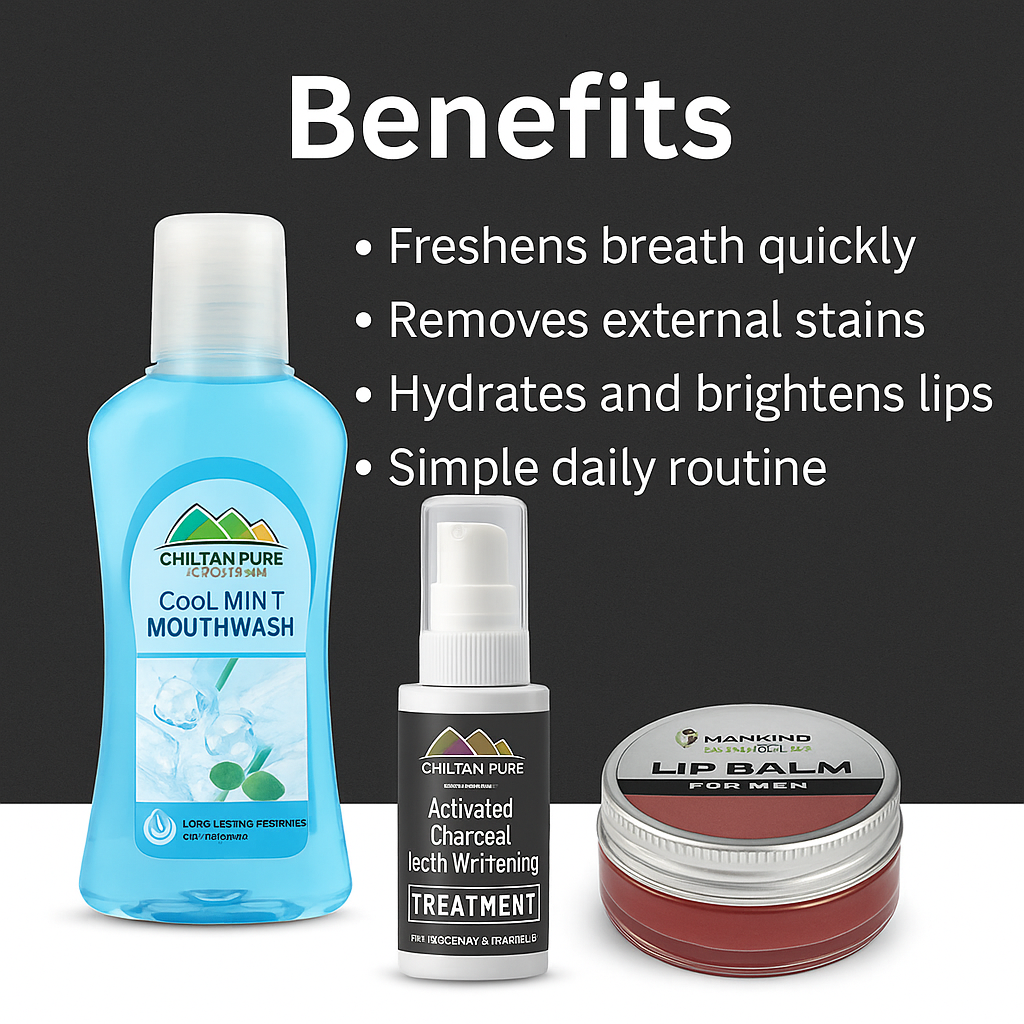 Mankind kit benefits: fresh breath, whitening, lip care