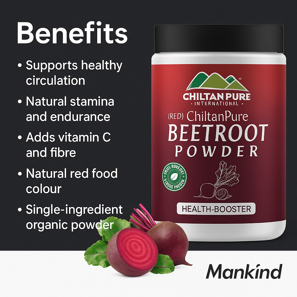Key benefits of Red Organic Beetroot Powder by Mankind