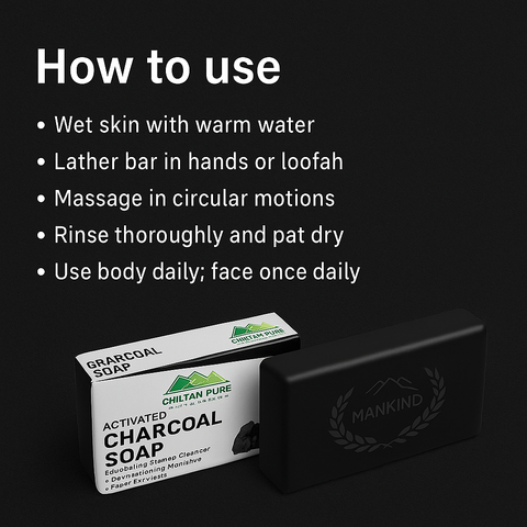 Mankind charcoal soap usage steps