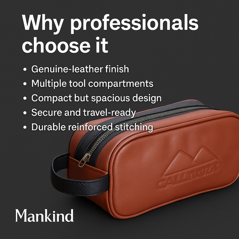 Mankind premium barber kit bag open with tools
