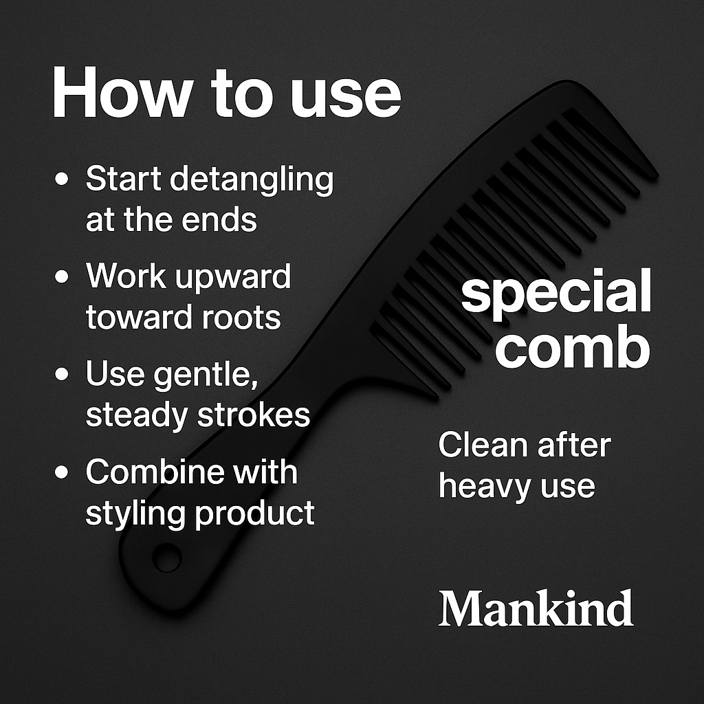 Mankind Special Comb demonstrating usage