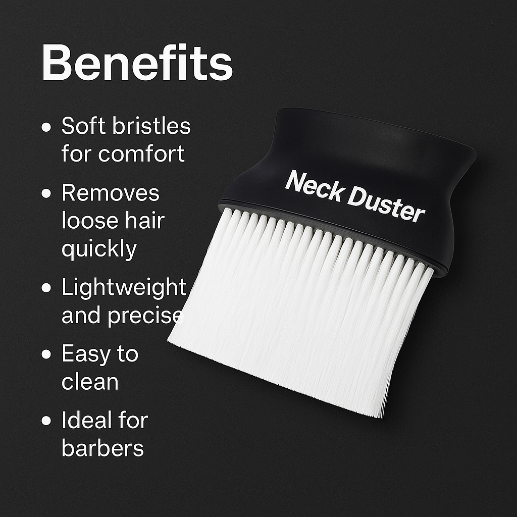 Mankind neck duster highlighting soft bristles and handle