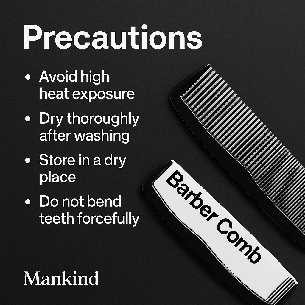 Mankind barber comb with cleaning note