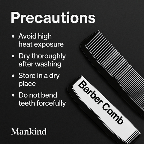 Mankind barber comb with cleaning note