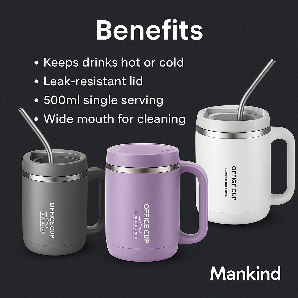 Mankind insulated mug benefits icons