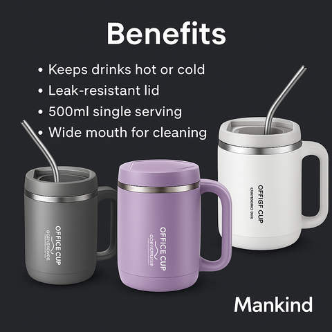 Mankind insulated mug benefits icons