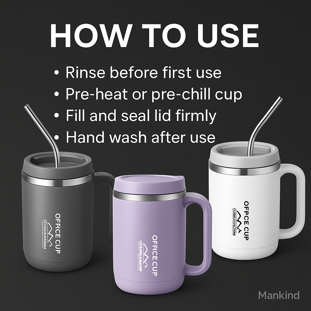 Mankind insulated mug with lid ready to use