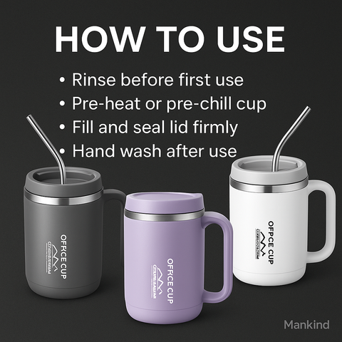 Mankind insulated mug with lid ready to use
