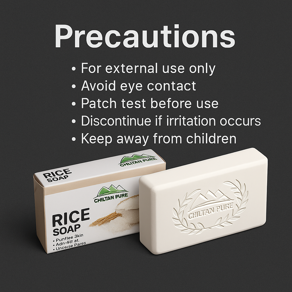 Mankind Rice Soap bar with safety and storage reminders