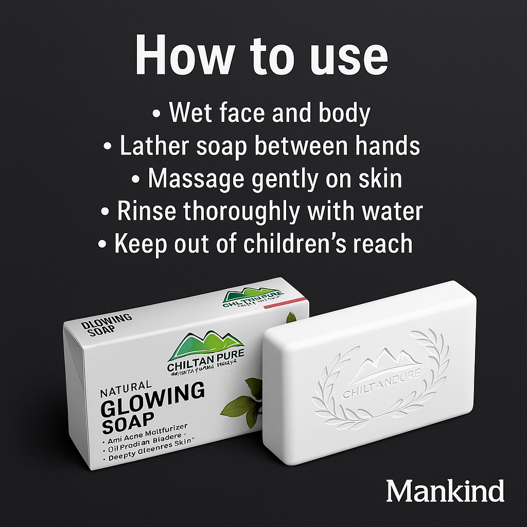 Mankind Glowing Natural Herbal Soap usage steps
