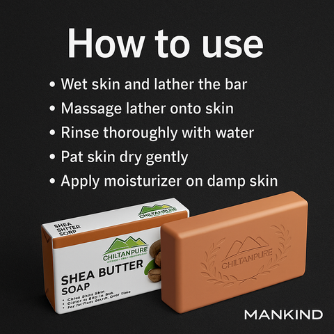 Mankind Shea Butter Soap usage steps