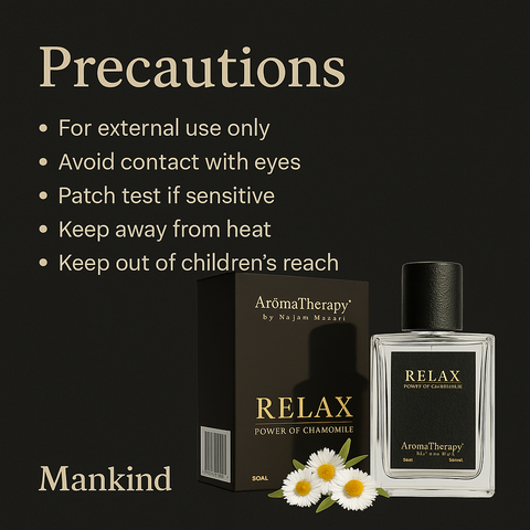 Mankind Relax Perfume precautions text