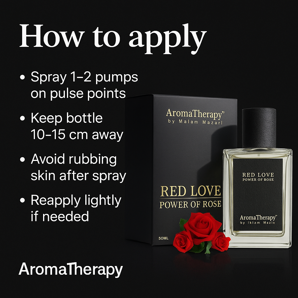Mankind Red Love perfume bottle with spray instructions