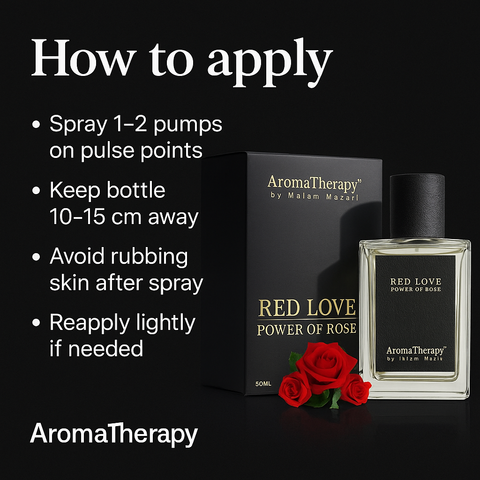 Mankind Red Love perfume bottle with spray instructions