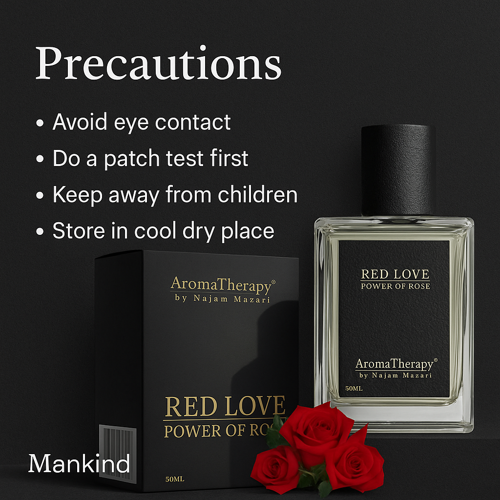 Mankind Red Love perfume precautions text