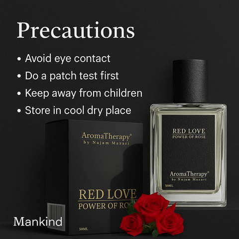 Mankind Red Love perfume precautions text