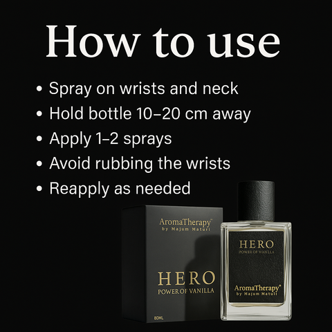 Mankind Hero perfume bottle with usage steps