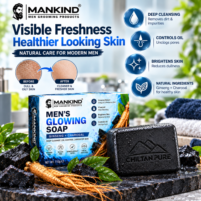 Men Glowing Soap – Deep Cleansing & Oil Control Bar - ChiltanPure
