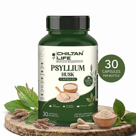 Mankind Psyllium Capsules 500mg bottle with 30 tablets visible