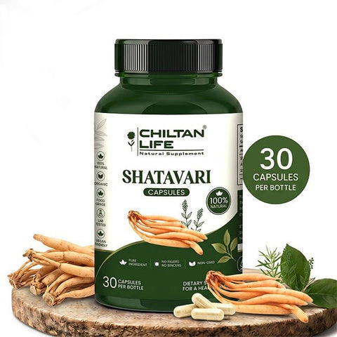 Shatavari Capsule 100% Natural Shatavari Tablets 30 Per Bottle 500mg - ChiltanPure