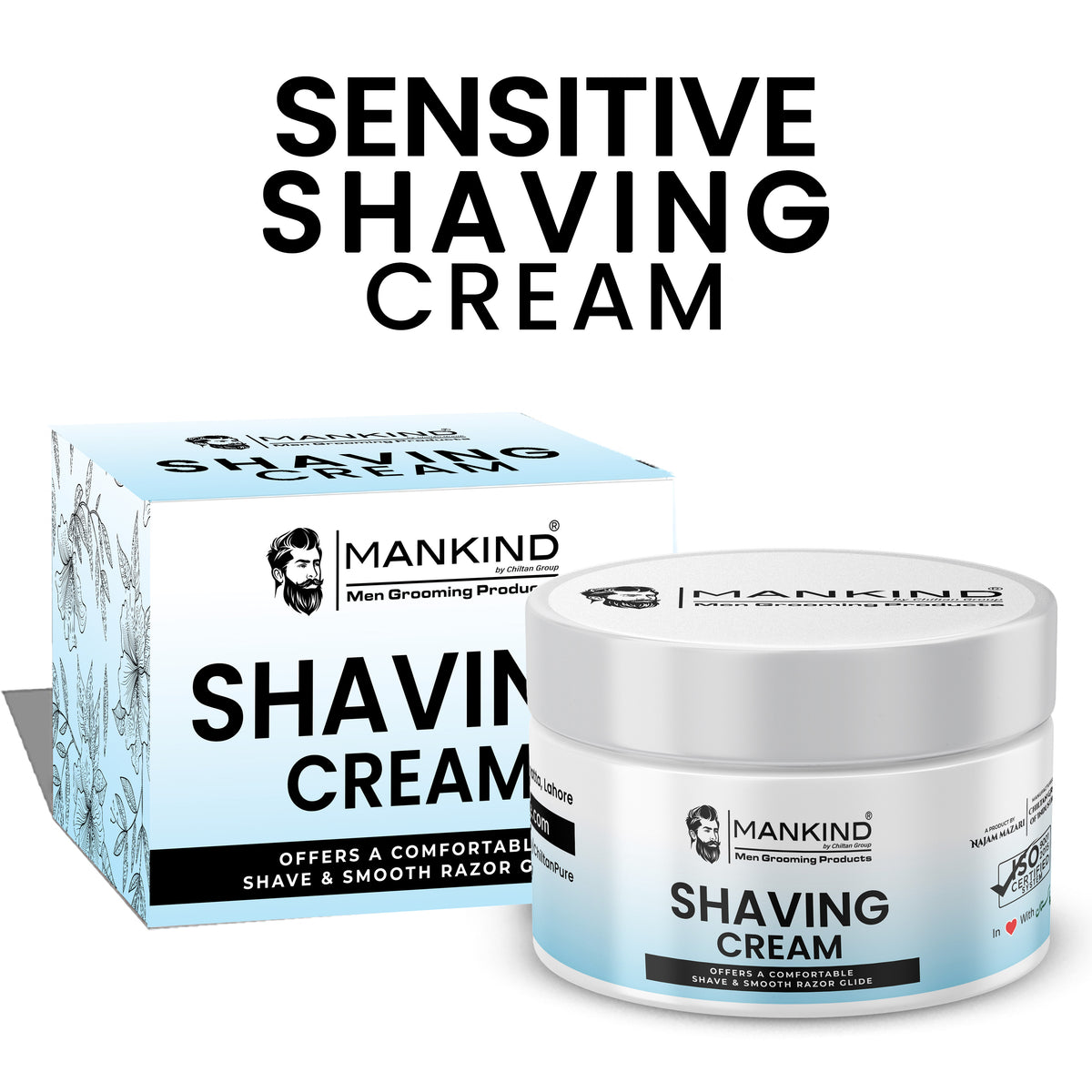 Sensitive Shaving Cream - Provides Smooth Razor Glide, Soften Facial Hair & Reduce Irritation Post Shaving.