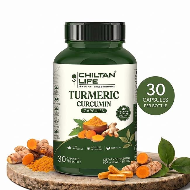 Turmeric Capsule 100% Natural Turmeric Tablets 30 Per Bottle - ChiltanPure
