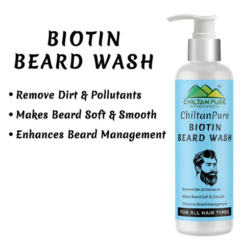 Biotin Beard Wash – Remove Dirt, Oil & Pollutants, Makes Beard Soft & Smooth, Fights Frizz, Flakes & Itchiness 150ml