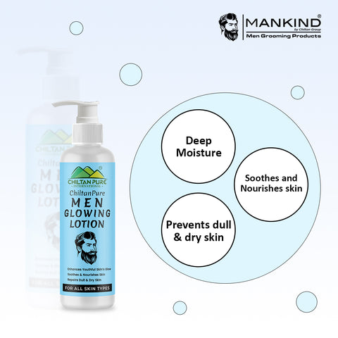 Men Glowing Lotion – Soothes & Nourishes Skin, Boosts Skin Elasticity, Enhances Youthful Skin’s Glow, Repairs Dull & Dry Skin