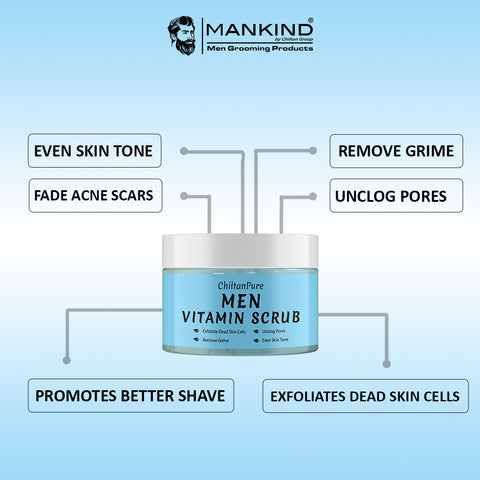 Men Vitamin Scrub – Exfoliates Dead Skin Cells, Remove Grime, Unclog Pores & Promotes Better Shave