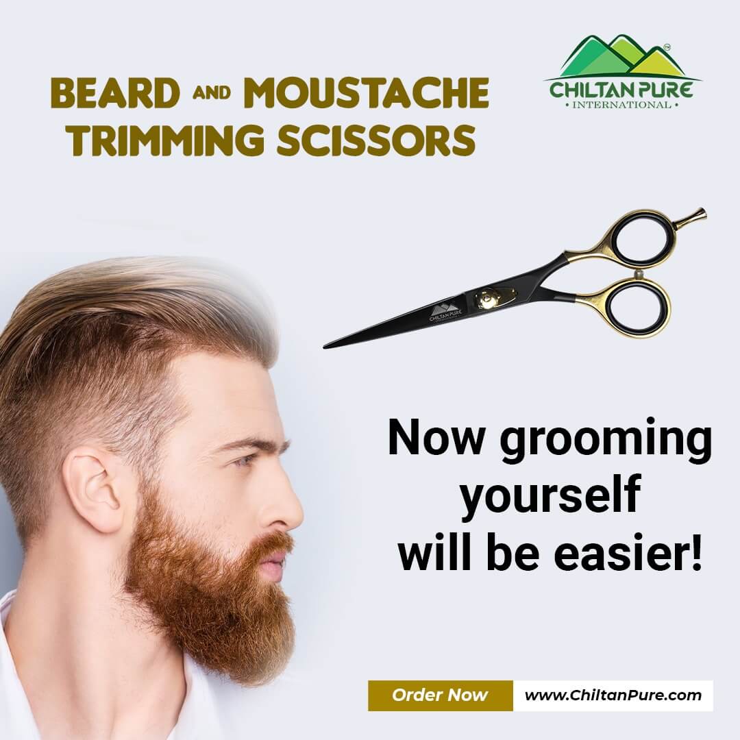 Beard & Moustache Trimming Scissors – For Grooming, Cutting & Styling of Moustache & Beard - Mamasjan